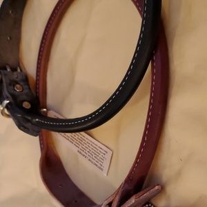 Dog collars set of 2 real rolled leather in black and brown size 22